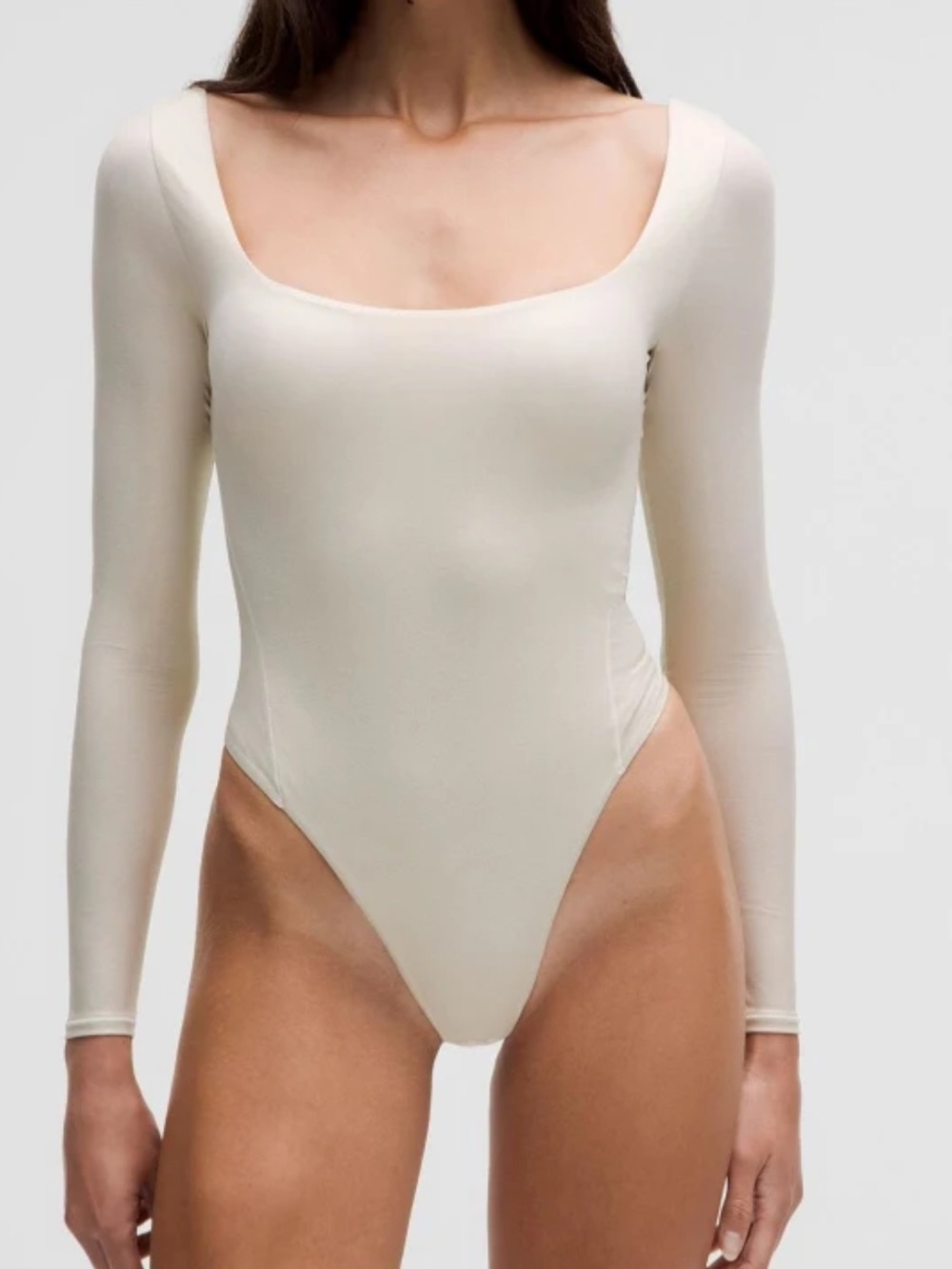 lululemon athletica Shimmery Cream Square-Neck Thong Bodysuit. New with tags!